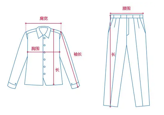 定做工作服測量展示圖，短袖工作服定做，冬季工作服定做